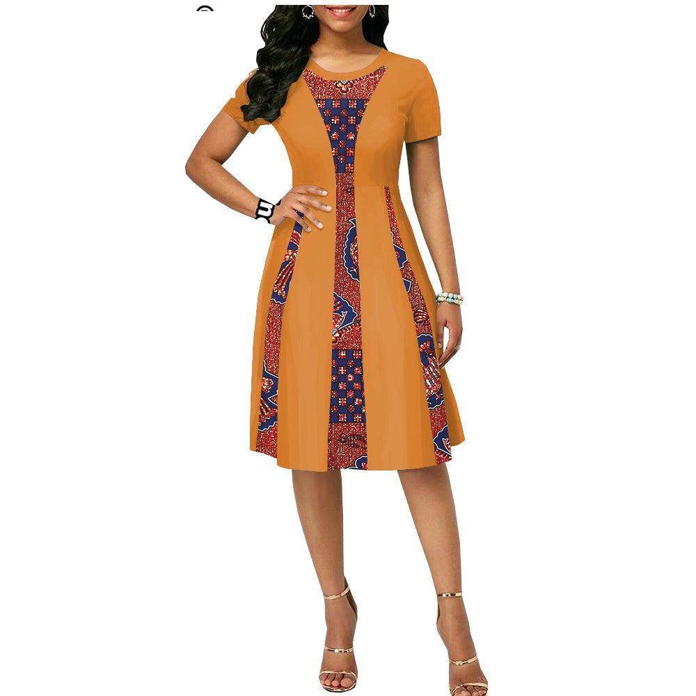 New African Ethnic Characteristic Batik Printed Cotton Dress