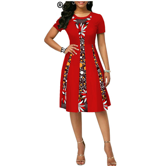 New African Ethnic Characteristic Batik Printed Cotton Dress