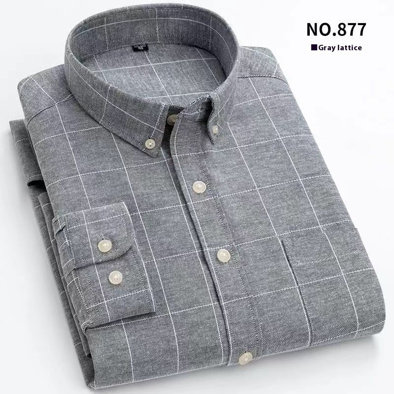 Men's Oxford Pure Color Slim Shirt For Young And Middle-aged People