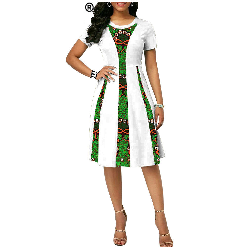 New African Ethnic Characteristic Batik Printed Cotton Dress