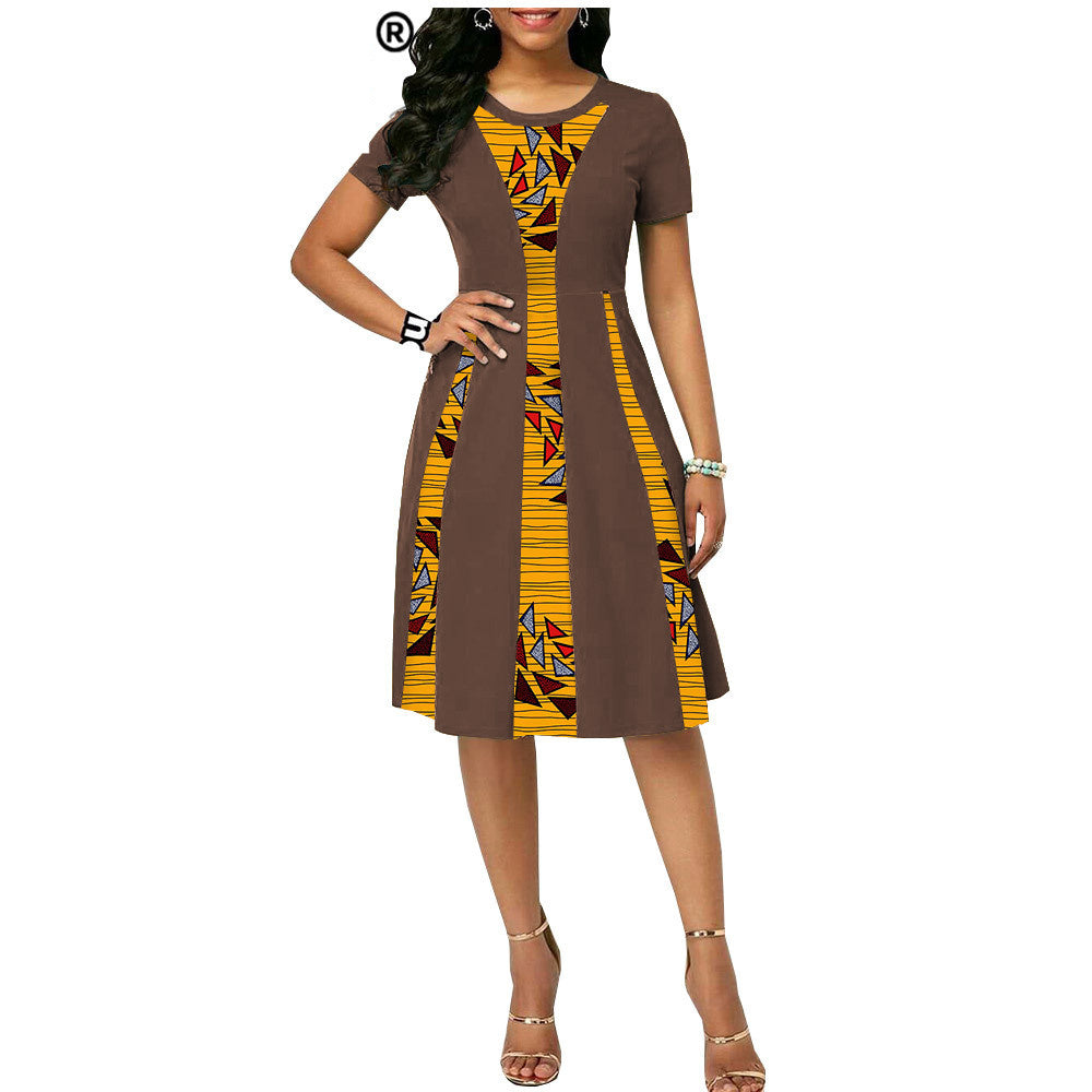 New African Ethnic Characteristic Batik Printed Cotton Dress