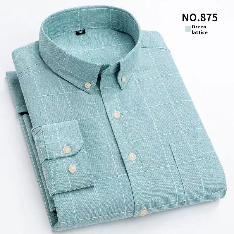 Men's Oxford Pure Color Slim Shirt For Young And Middle-aged People