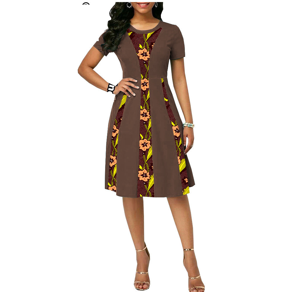 New African Ethnic Characteristic Batik Printed Cotton Dress