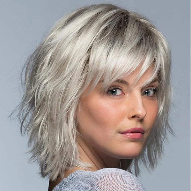 Gradient Color Short Hair Chemical Fiber Full-head Wig