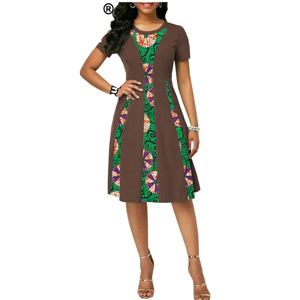 New African Ethnic Characteristic Batik Printed Cotton Dress