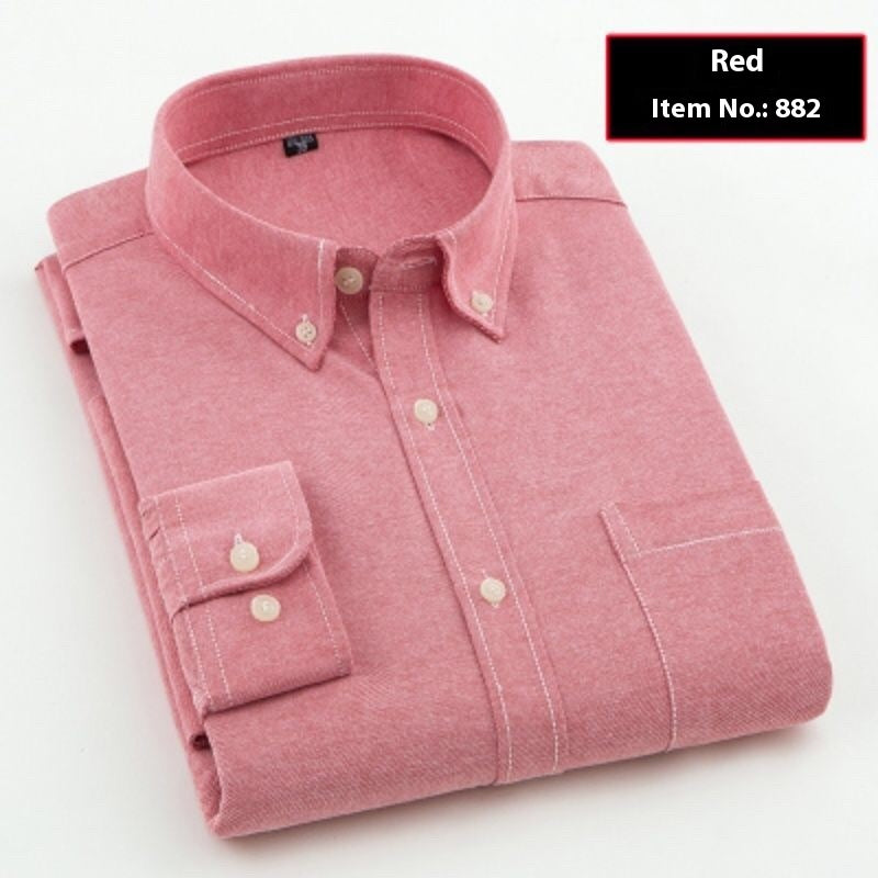 Men's Oxford Pure Color Slim Shirt For Young And Middle-aged People